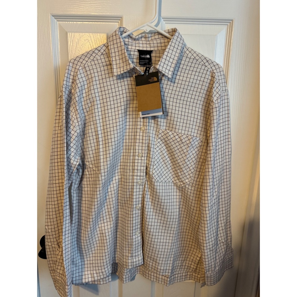 NWT The North Face Women's Arroyo Flannel Shirt‎ White Dune Grid Medium